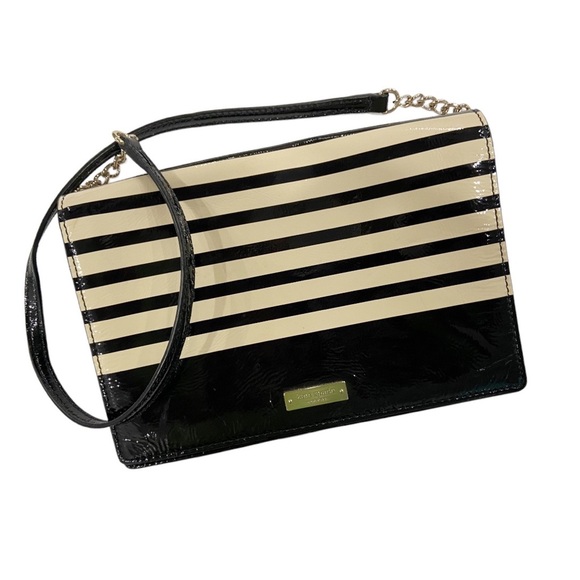 Kate Spade New York Kaley Cooper Square Striped Patent Leather Shoulder Bag - Picture 1 of 10
